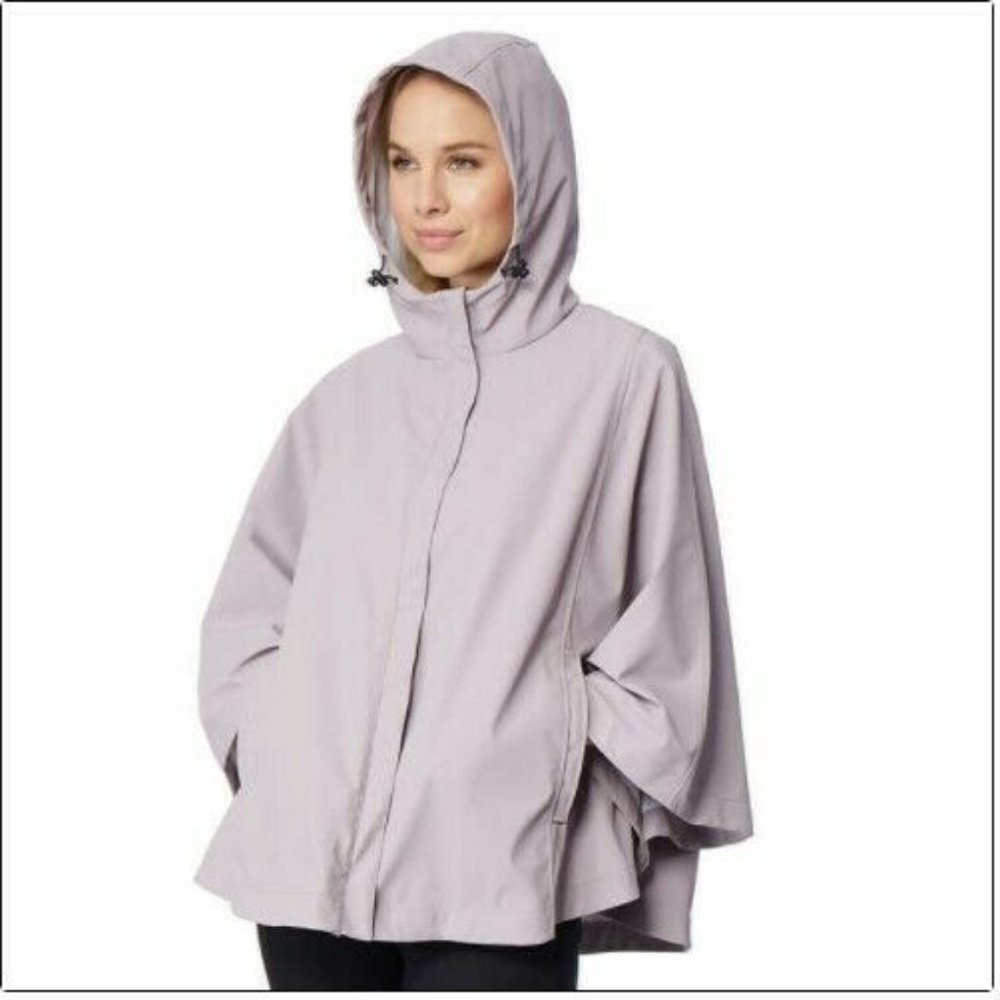 32 DEGREES Women Hooded  Stylish Waterproof Durable Rain Poncho-- Gray - Picture 3 of 9
